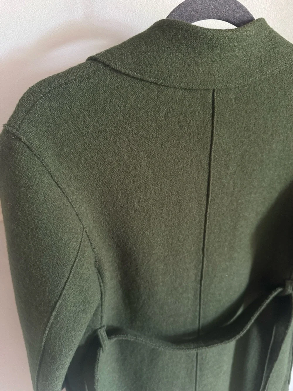 J. Crew Olive Moss Green Boiled Wool Warm Wrap Blazer Coat w Tie Belt Petite XS